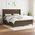vidaXL, vidaXL Boxspringbett mit Matratze Dunkelbraun 160x200 cm Stoff