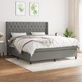 vidaXL, vidaXL Boxspringbett mit Matratze Dunkelgrau 160x200 cm Stoff