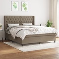 vidaXL, vidaXL Boxspringbett mit Matratze Taupe 160x200 cm Stoff