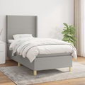 vidaXL, vidaXL Boxspringbett mit Matratze Hellgrau 80x200 cm Stoff