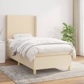 vidaXL, vidaXL Boxspringbett mit Matratze Creme 100x200 cm Stoff