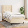 vidaXL, vidaXL Boxspringbett mit Matratze Creme 100x200 cm Stoff