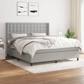vidaXL, vidaXL Boxspringbett mit Matratze Hellgrau 160x200 cm Stoff