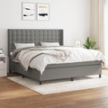 vidaXL, vidaXL Boxspringbett mit Matratze Dunkelgrau 160x200 cm Stoff