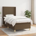 vidaXL, vidaXL Boxspringbett mit Matratze Dunkelbraun 90x190 cm Stoff