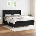 vidaXL, vidaXL Boxspringbett mit Matratze Schwarz 160x200 cm Stoff