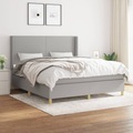 vidaXL, vidaXL Boxspringbett mit Matratze Hellgrau 160x200 cm Stoff