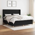 vidaXL, vidaXL Boxspringbett mit Matratze Schwarz 160x200 cm Stoff