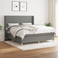 vidaXL, vidaXL Boxspringbett mit Matratze Dunkelgrau 180x200 cm Stoff