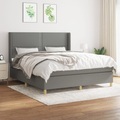vidaXL, vidaXL Boxspringbett mit Matratze Dunkelgrau 180x200 cm Stoff