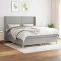 vidaXL, vidaXL Boxspringbett mit Matratze Hellgrau 180x200 cm Stoff