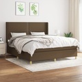 vidaXL, vidaXL Boxspringbett mit Matratze Dunkelbraun 180x200 cm Stoff