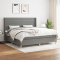 vidaXL, vidaXL Boxspringbett mit Matratze Dunkelgrau 200x200 cm Stoff