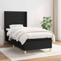vidaXL, vidaXL Boxspringbett mit Matratze Schwarz 90x190 cm Stoff