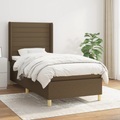 vidaXL, vidaXL Boxspringbett mit Matratze Dunkelbraun 100x200 cm Stoff