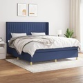 vidaXL, vidaXL Boxspringbett mit Matratze Blau 160x200 cm Stoff