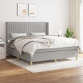 vidaXL, vidaXL Boxspringbett mit Matratze Hellgrau 180x200 cm Stoff