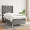 vidaXL, vidaXL Boxspringbett mit Matratze Dunkelgrau 80x200 cm Stoff