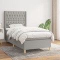 vidaXL, vidaXL Boxspringbett mit Matratze Hellgrau 90x190 cm Stoff