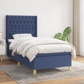 vidaXL, vidaXL Boxspringbett mit Matratze Blau 90x200 cm Stoff
