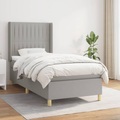 vidaXL, vidaXL Boxspringbett mit Matratze Hellgrau 100x200 cm Stoff