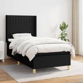 vidaXL, vidaXL Boxspringbett mit Matratze Schwarz 100x200 cm Stoff