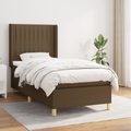 vidaXL, vidaXL Boxspringbett mit Matratze Dunkelbraun 100x200 cm Stoff