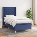 vidaXL, vidaXL Boxspringbett mit Matratze Blau 90x190 cm Stoff