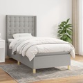 vidaXL, vidaXL Boxspringbett mit Matratze Hellgrau 90x200 cm Stoff
