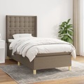 vidaXL, vidaXL Boxspringbett mit Matratze Taupe 90x200 cm Stoff