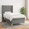 vidaXL, vidaXL Boxspringbett mit Matratze Dunkelgrau 100x200 cm Stoff