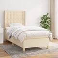 vidaXL, vidaXL Boxspringbett mit Matratze Creme 100x200 cm Stoff