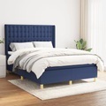 vidaXL, vidaXL Boxspringbett mit Matratze Blau 140x200 cm Stoff