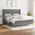 vidaXL, vidaXL Boxspringbett mit Matratze Dunkelgrau 180x200 cm Stoff