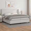 vidaXL, vidaXL Boxspringbett mit Matratze Weiß 200x200 cm Kunstleder