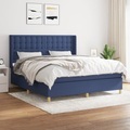 vidaXL, vidaXL Boxspringbett mit Matratze Blau 160x200 cm Stoff