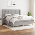 vidaXL, vidaXL Boxspringbett mit Matratze Hellgrau 180x200 cm Stoff