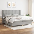 vidaXL, vidaXL Boxspringbett mit Matratze Hellgrau 200x200 cm Stoff
