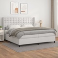 vidaXL, vidaXL Boxspringbett mit Matratze Weiß 200x200 cm Kunstleder