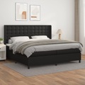 vidaXL, vidaXL Boxspringbett mit Matratze Schwarz 200x200 cm Kunstleder