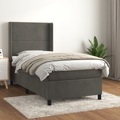vidaXL, vidaXL Boxspringbett mit Matratze Dunkelgrau 90x200 cm Samt