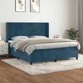 vidaXL, vidaXL Boxspringbett mit Matratze Dunkelblau 180x200 cm Samt