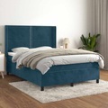 vidaXL, vidaXL Boxspringbett mit Matratze Dunkelblau 140x200 cm Samt