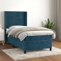 vidaXL, vidaXL Boxspringbett mit Matratze Dunkelblau 80x200 cm Samt