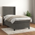 vidaXL, vidaXL Boxspringbett mit Matratze Dunkelgrau 100x200 cm Samt