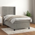 vidaXL, vidaXL Boxspringbett mit Matratze Hellgrau 90x200 cm Samt