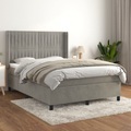 vidaXL, vidaXL Boxspringbett mit Matratze Hellgrau 140x200 cm Samt