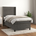 vidaXL, vidaXL Boxspringbett mit Matratze Dunkelgrau 100x200 cm Samt