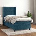 vidaXL, vidaXL Boxspringbett mit Matratze Dunkelblau 100x200 cm Samt