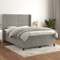 vidaXL, vidaXL Boxspringbett mit Matratze Hellgrau 140x200 cm Samt